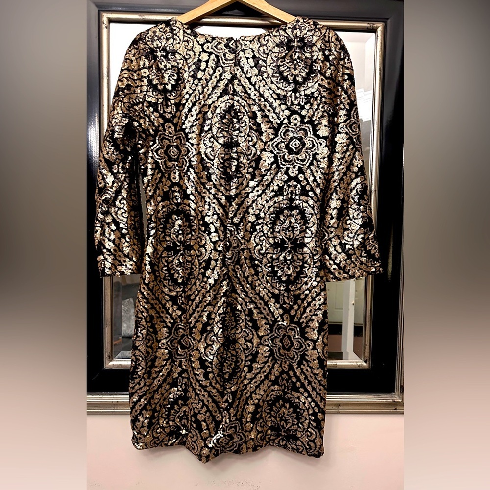 Gianni Bini Mini Dress Gold and Black Size L - Picture 5 of 6